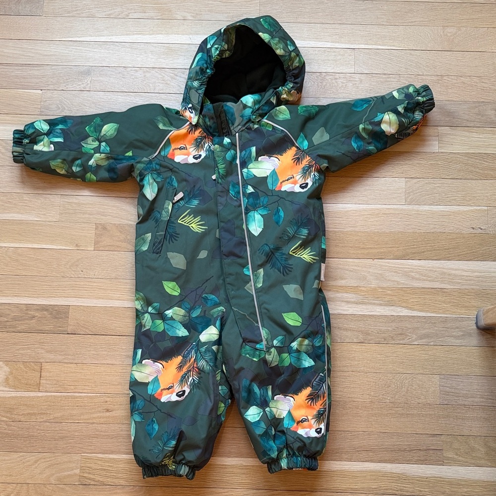 Kids Green Fox Print Snowsuit